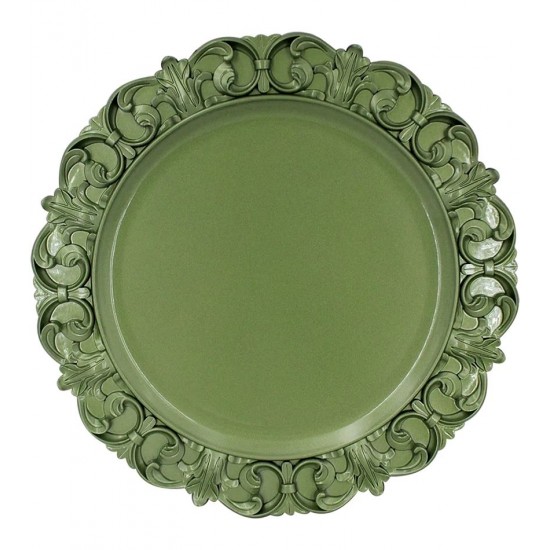 Sousplat 35cm Arabesco Em Plástico Verde